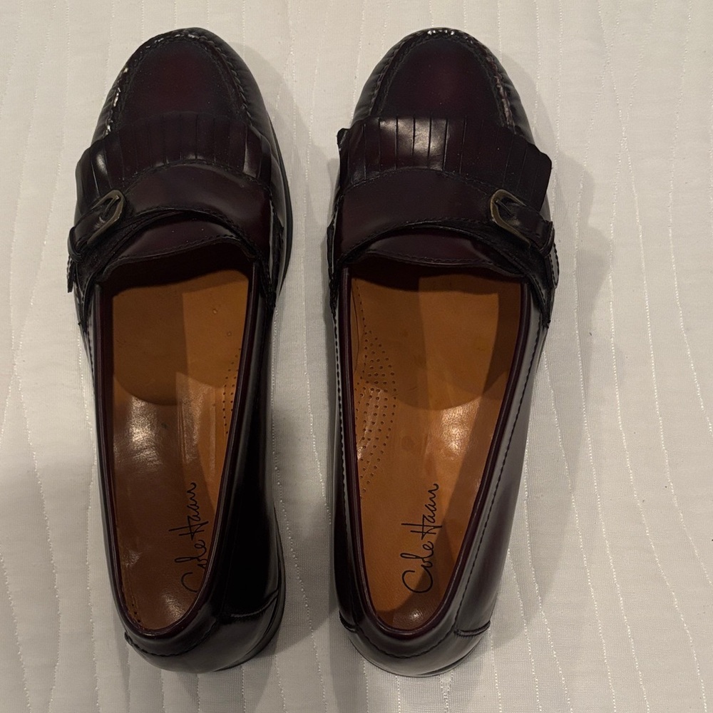 Clarks Burgundy Leather Penny Loafers